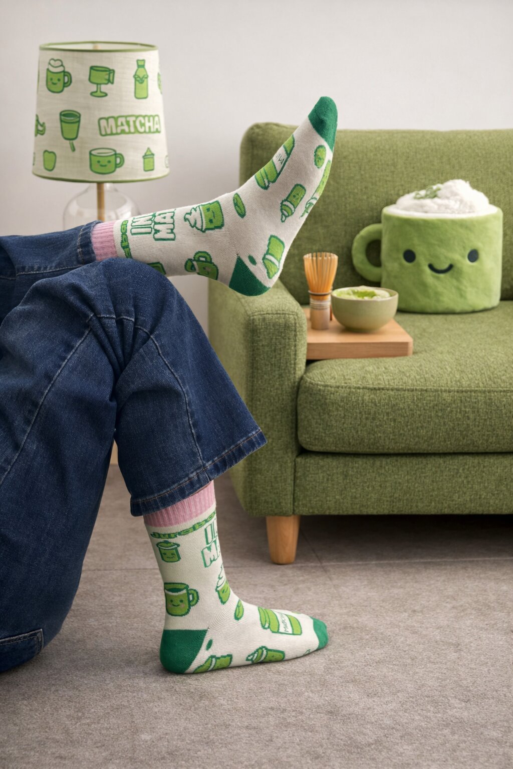 STRAWBERRY MATCHA TERRY SOCKS