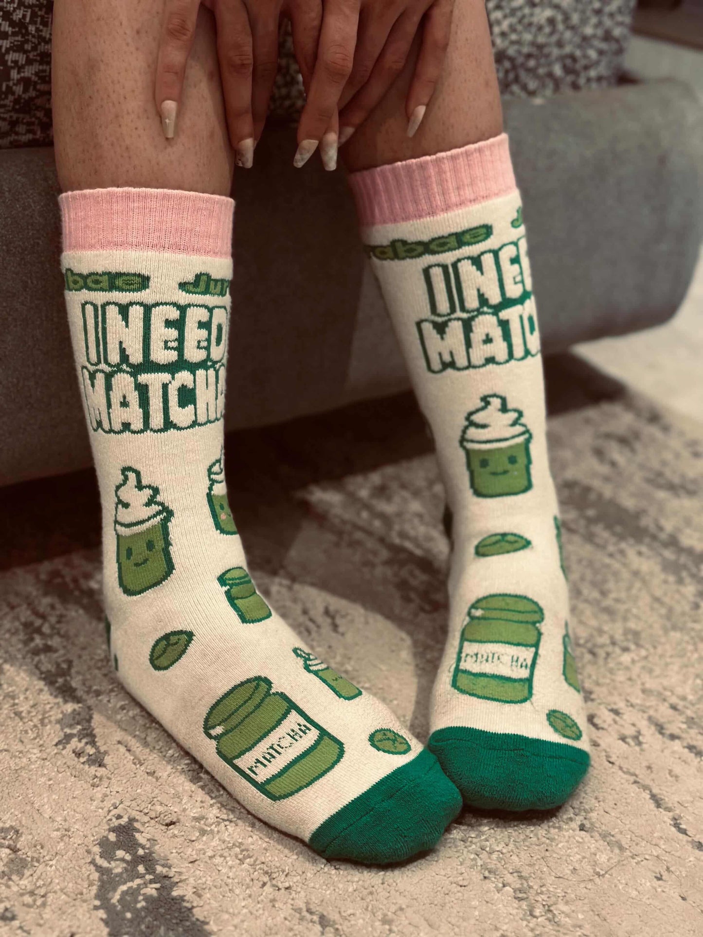 STRAWBERRY MATCHA TERRY SOCKS