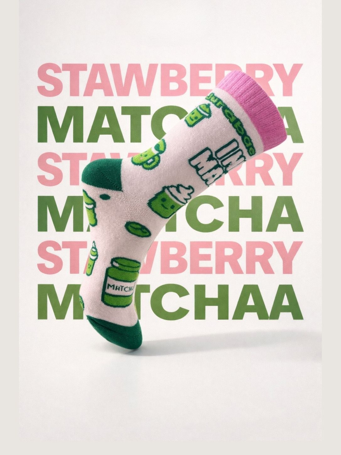 STRAWBERRY MATCHA TERRY SOCKS